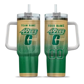 custom charlotte 49ers gradient dots green curved tumbler best selling.webp