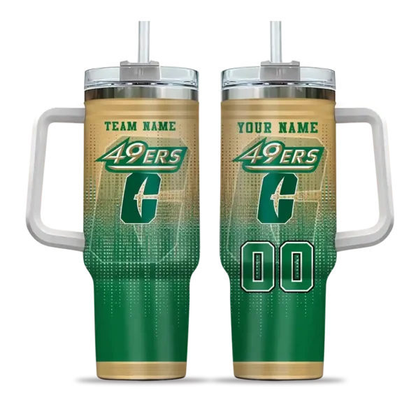 custom charlotte 49ers gradient dots green curved tumbler best selling.webp
