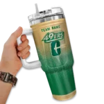 custom charlotte 49ers gradient dots green curved tumbler best selling.webp