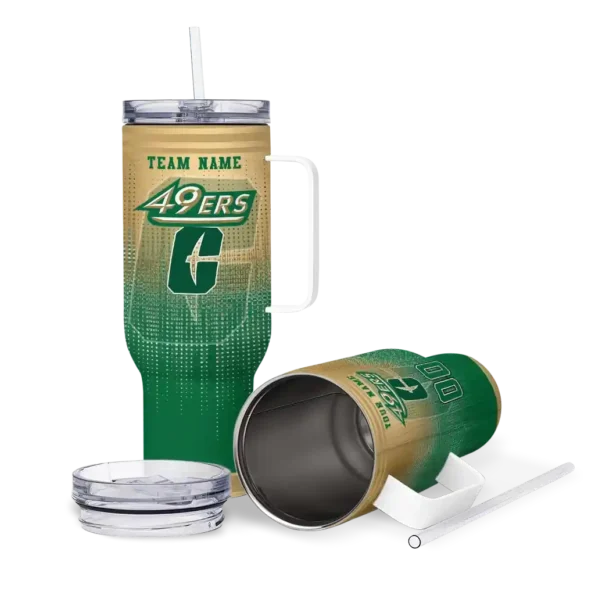 custom charlotte 49ers gradient dots green curved tumbler high quality.webp