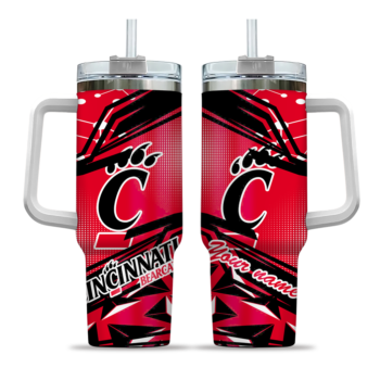 custom cincinnati bearcats abstract paths red curved tumbler best selling.webp