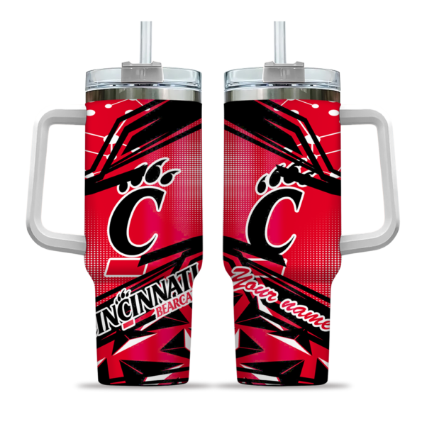custom cincinnati bearcats abstract paths red curved tumbler best selling.webp