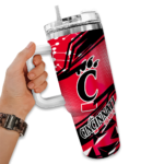 custom cincinnati bearcats abstract paths red curved tumbler best selling.webp