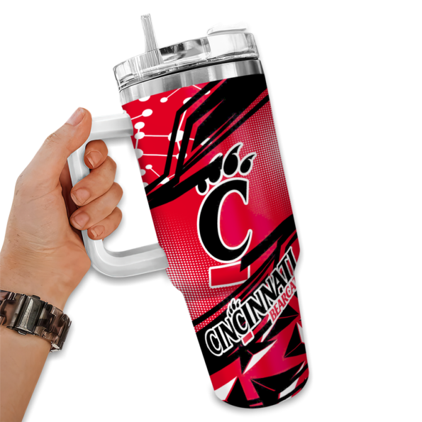 custom cincinnati bearcats abstract paths red curved tumbler fashion forward.webp