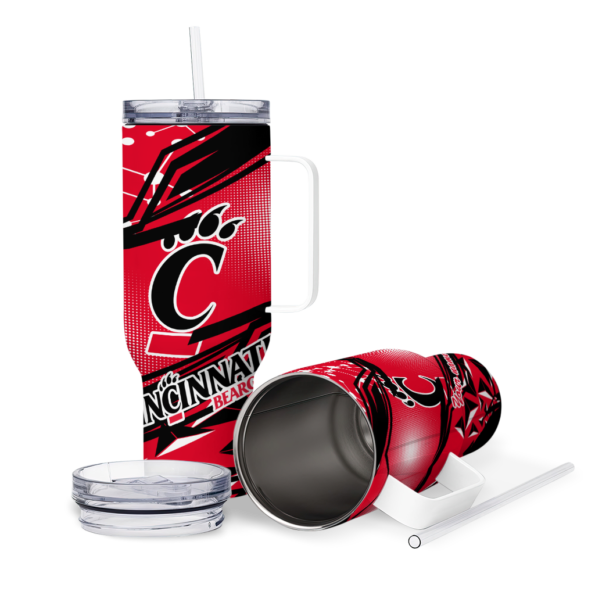 custom cincinnati bearcats abstract paths red curved tumbler high quality.webp