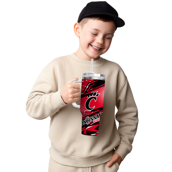 custom cincinnati bearcats abstract paths red curved tumbler latest model.webp
