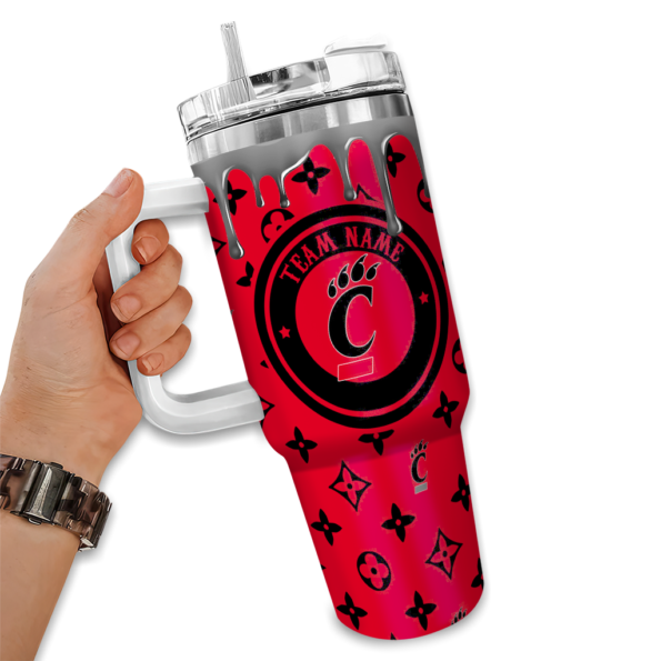 custom cincinnati bearcats bullseye drips red curved tumbler fashion forward.webp