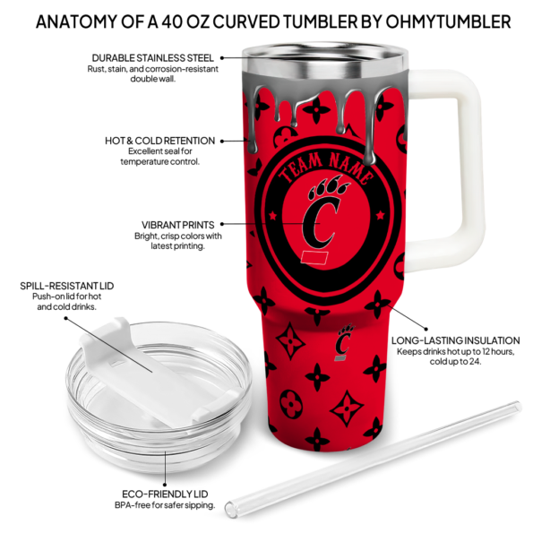 custom cincinnati bearcats bullseye drips red curved tumbler new arrival.webp