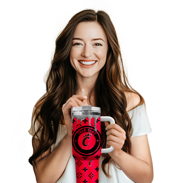 custom cincinnati bearcats bullseye drips red curved tumbler premium grade.webp