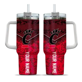 custom cincinnati bearcats chevron stripe red curved tumbler best selling