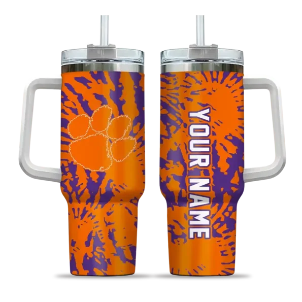 custom clemson tigers burst swirl orange curved tumbler best selling