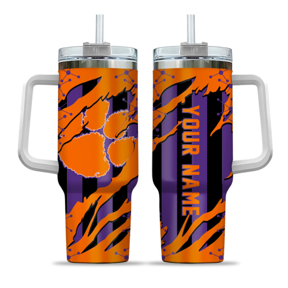 custom clemson tigers claw cut orange black curved tumbler best selling