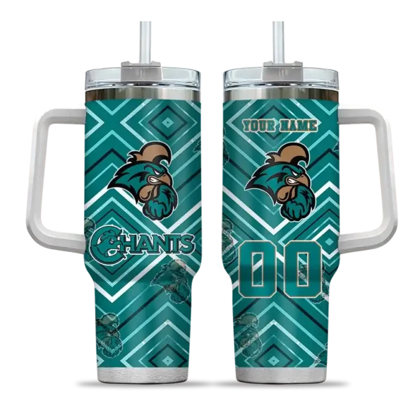 custom coastal carolina chanticleers bold diamonds green curved tumbler best selling