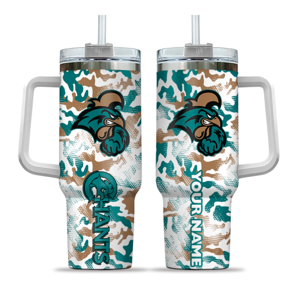 custom coastal carolina chanticleers camo mashup green white curved tumbler best selling