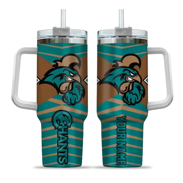 custom coastal carolina chanticleers chevron layers green curved tumbler best selling