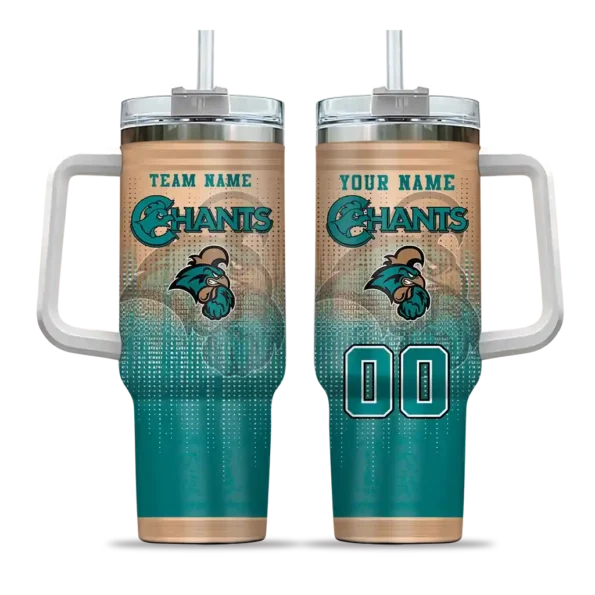 custom coastal carolina chanticleers gradient dots green curved tumbler best selling