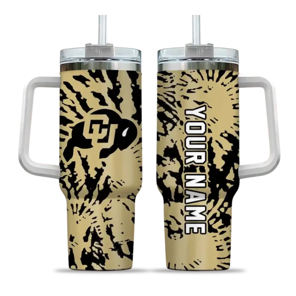 custom colorado buffaloes burst swirl gold curved tumbler best selling