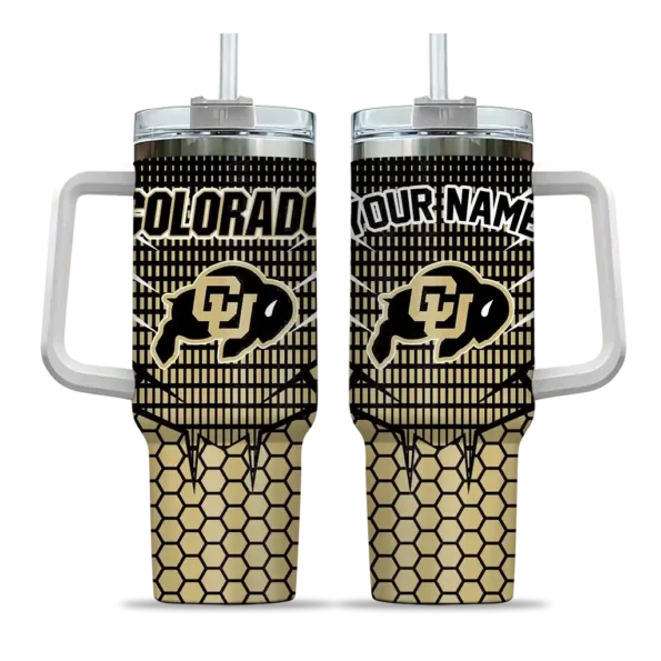 custom colorado buffaloes hex texture gold curved tumbler best selling