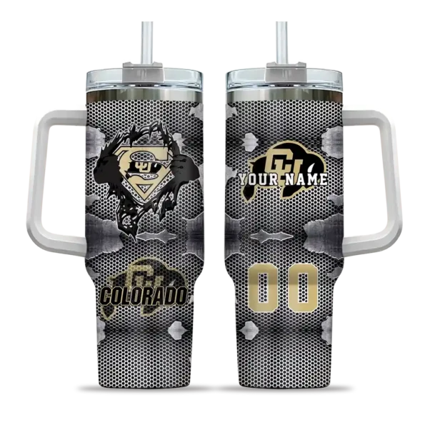 custom colorado buffaloes superman shield gold gray curved tumbler best selling