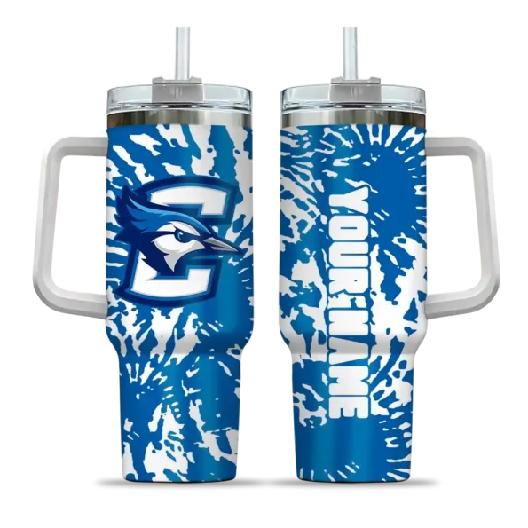 custom creighton bluejays burst swirl blue curved tumbler best selling