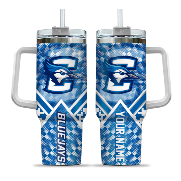 custom creighton bluejays chevron angle blue curved tumbler best selling