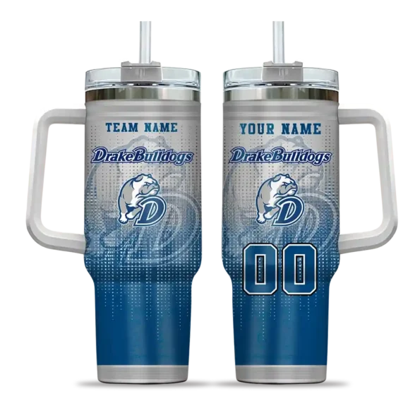 custom drake bulldogs gradient dots blue curved tumbler best selling