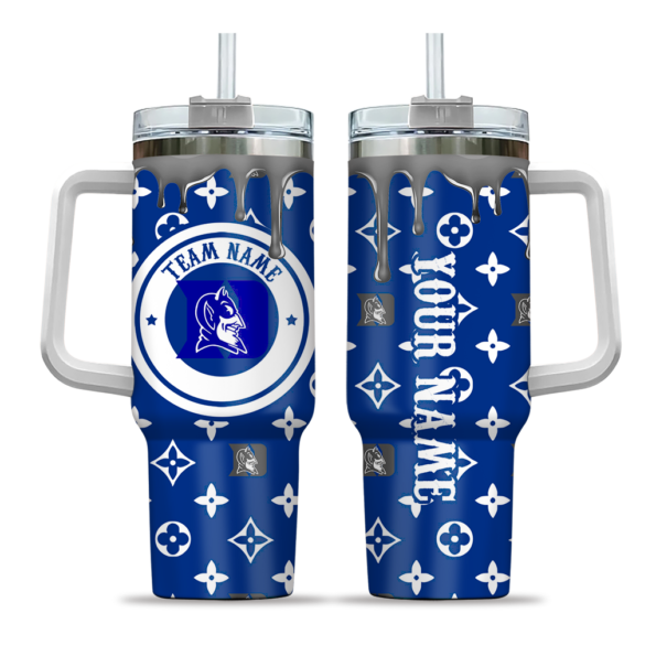 custom duke blue devils bullseye drips blue curved tumbler best selling