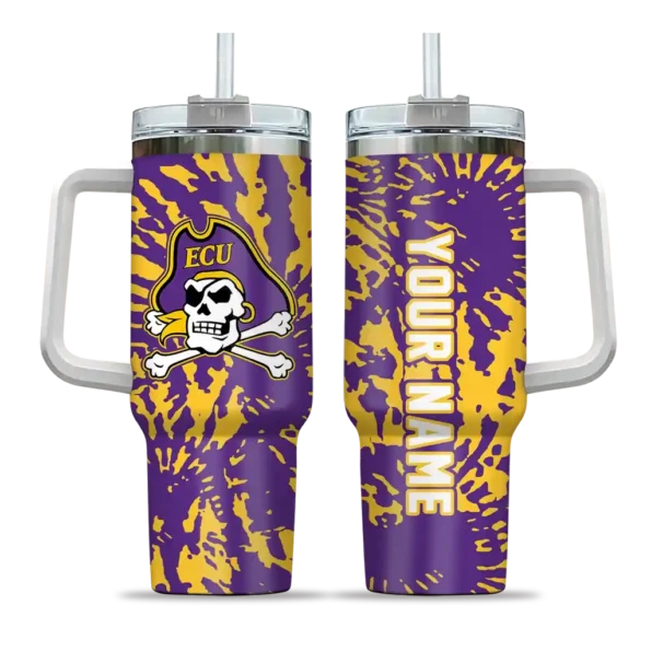 custom east carolina pirates burst swirl purple curved tumbler best selling