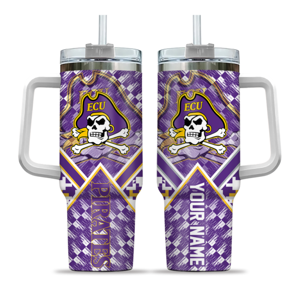 custom east carolina pirates chevron angle purple curved tumbler best selling