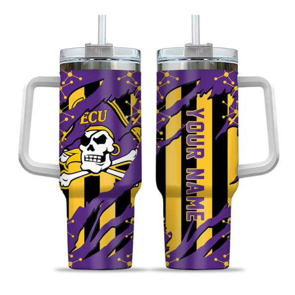 custom east carolina pirates claw cut purple black curved tumbler best selling