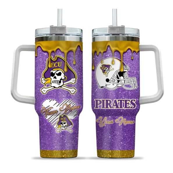 custom east carolina pirates heart helmet motif purple curved tumbler best selling