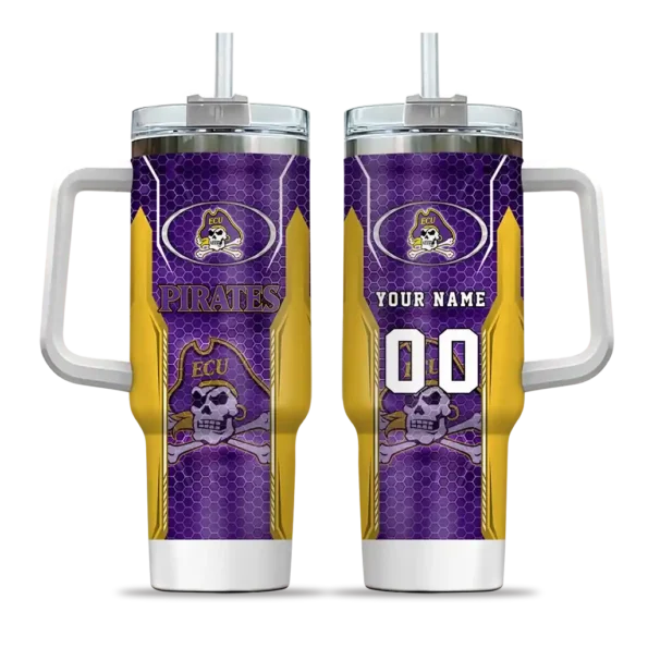 custom east carolina pirates hexagon armor purple curved tumbler best selling