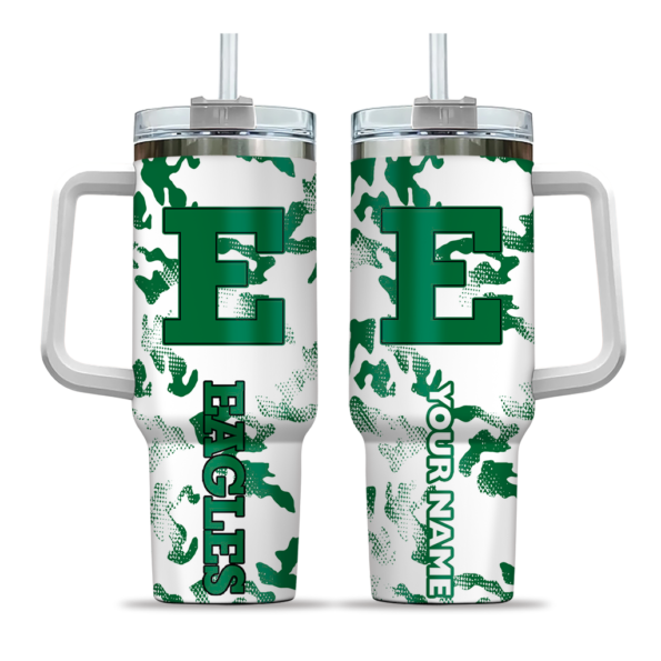 custom eastern michigan eagles camo mashup green white curved tumbler best selling