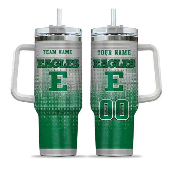 custom eastern michigan eagles gradient dots green curved tumbler best selling