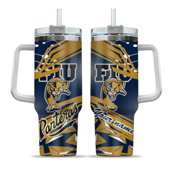 custom fiu panthers abstract paths blue curved tumbler best selling.webp