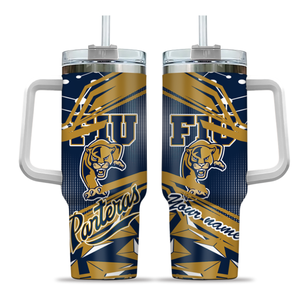 custom fiu panthers abstract paths blue curved tumbler best selling.webp