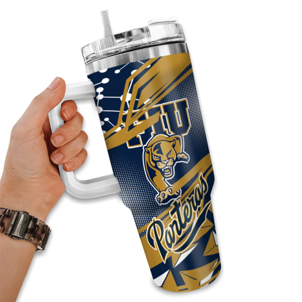 custom fiu panthers abstract paths blue curved tumbler fashion forward.webp