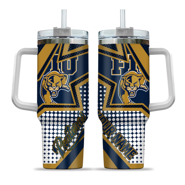 custom fiu panthers arrow burst blue curved tumbler best selling