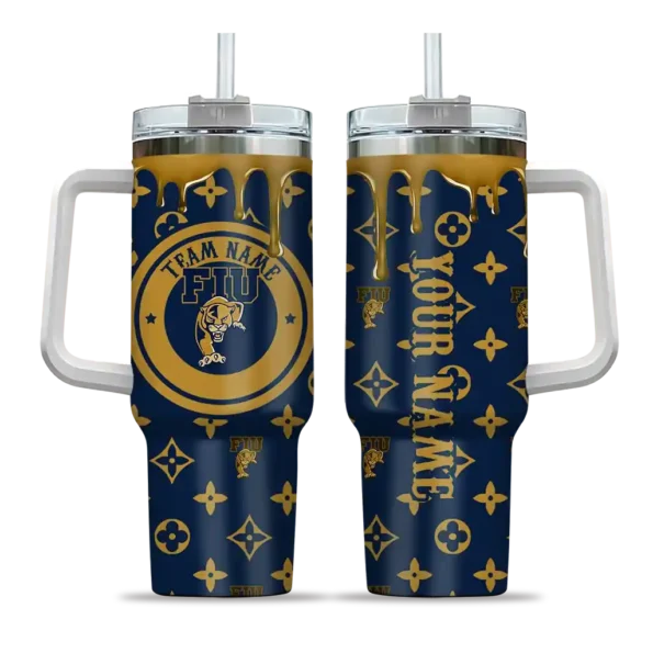 custom fiu panthers bullseye drips blue curved tumbler best selling