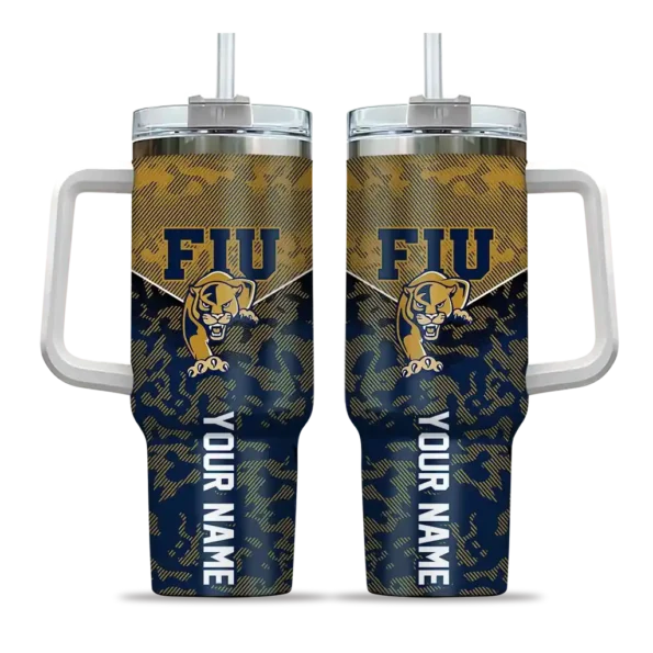 custom fiu panthers chevron stripe blue curved tumbler best selling