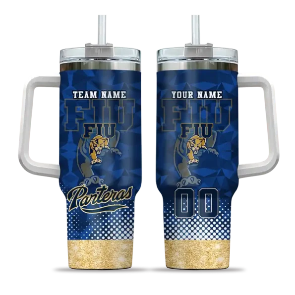 custom fiu panthers geometric prism blue curved tumbler best selling