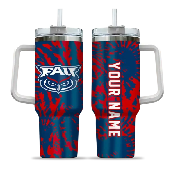 custom florida atlantic owls burst swirl blue curved tumbler best selling.webp