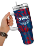 custom florida atlantic owls burst swirl blue curved tumbler best selling.webp