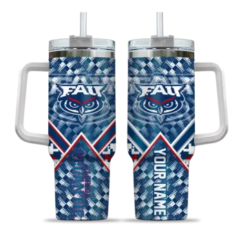 custom florida atlantic owls chevron angle blue curved tumbler best selling.webp