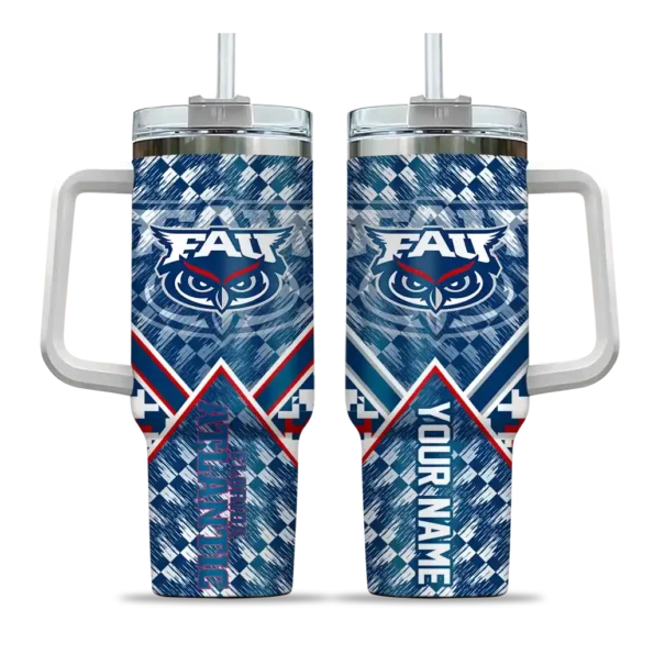 custom florida atlantic owls chevron angle blue curved tumbler best selling.webp