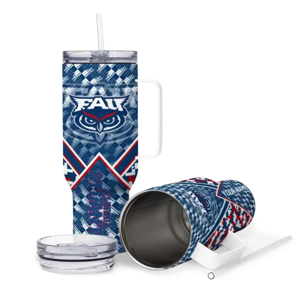 custom florida atlantic owls chevron angle blue curved tumbler high quality.webp
