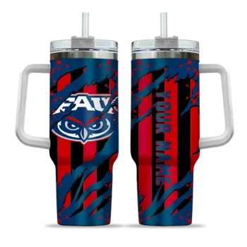 custom florida atlantic owls claw cut blue black curved tumbler best selling.webp