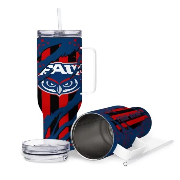 custom florida atlantic owls claw cut blue black curved tumbler high quality.webp