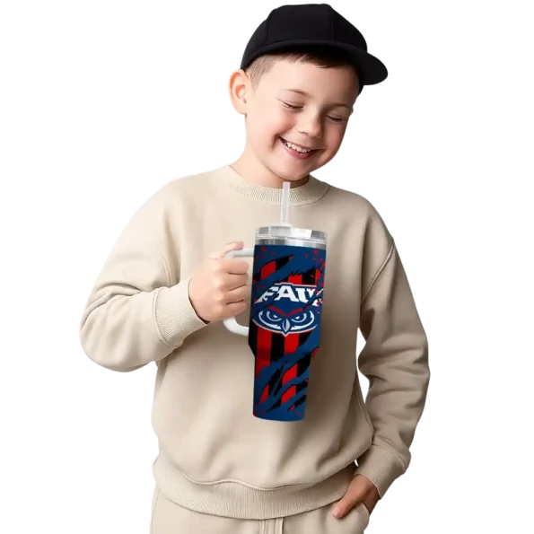 custom florida atlantic owls claw cut blue black curved tumbler latest model.webp