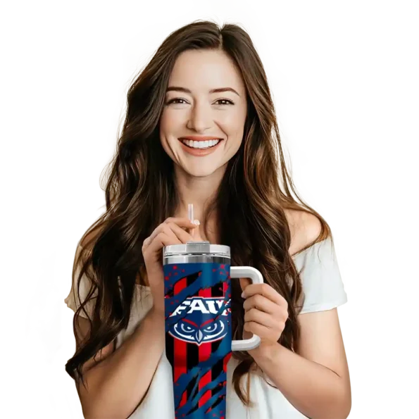 custom florida atlantic owls claw cut blue black curved tumbler premium grade.webp